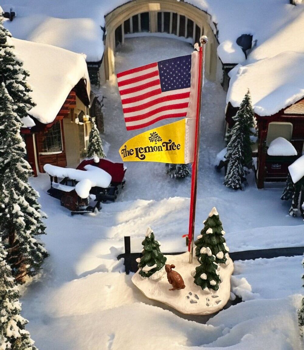Vintage Dept 56 The Village Flag Pole #509-6 ORIGINAL American Flag Christmas